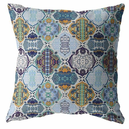 PALACEDESIGNS 18 in. Trellis Indoor & Outdoor Zippered Throw Pillow Orange & Blue PA3681790